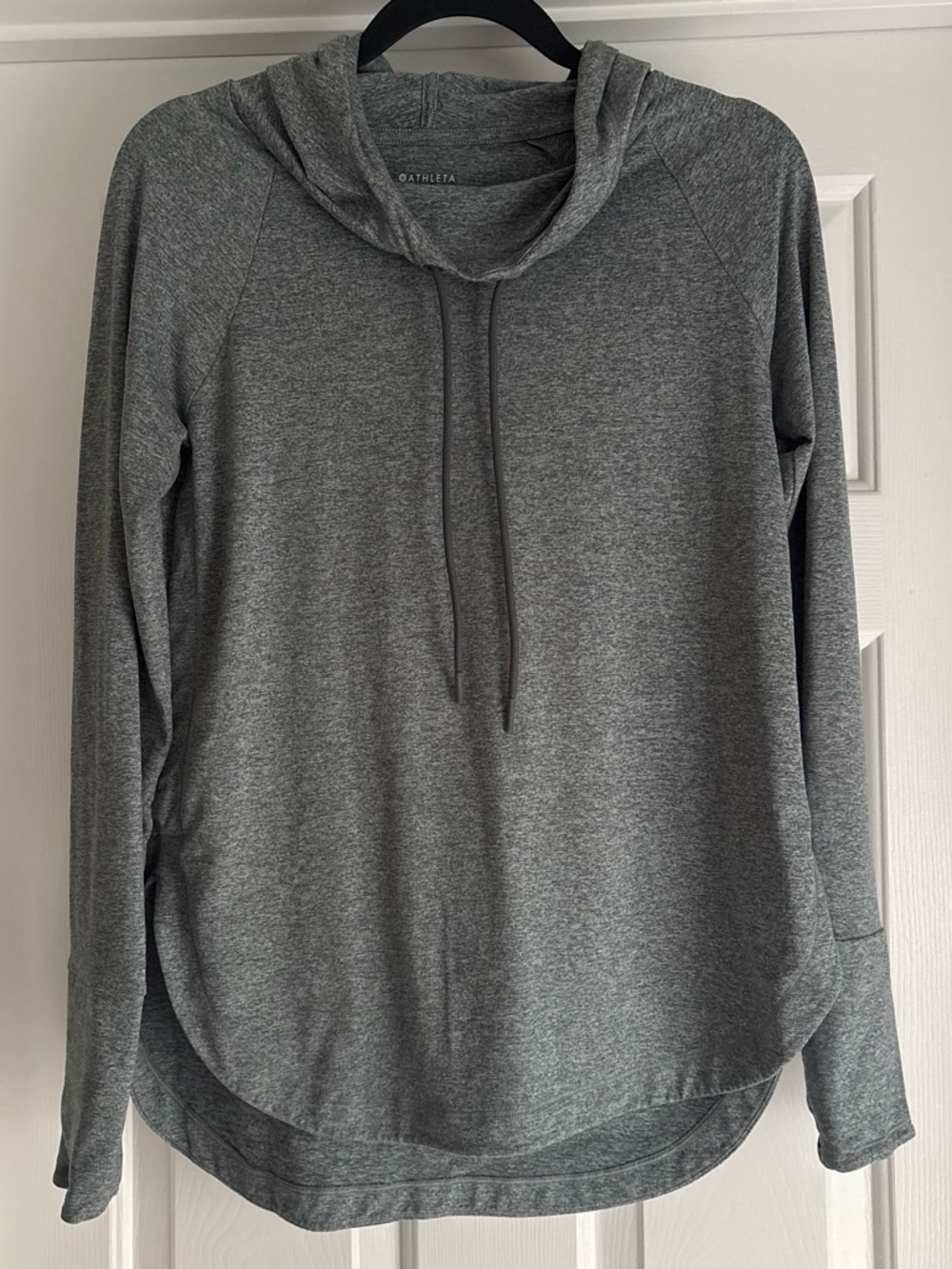 Athleta Gray/Green Long-Sleeve Hooded Pullover size small